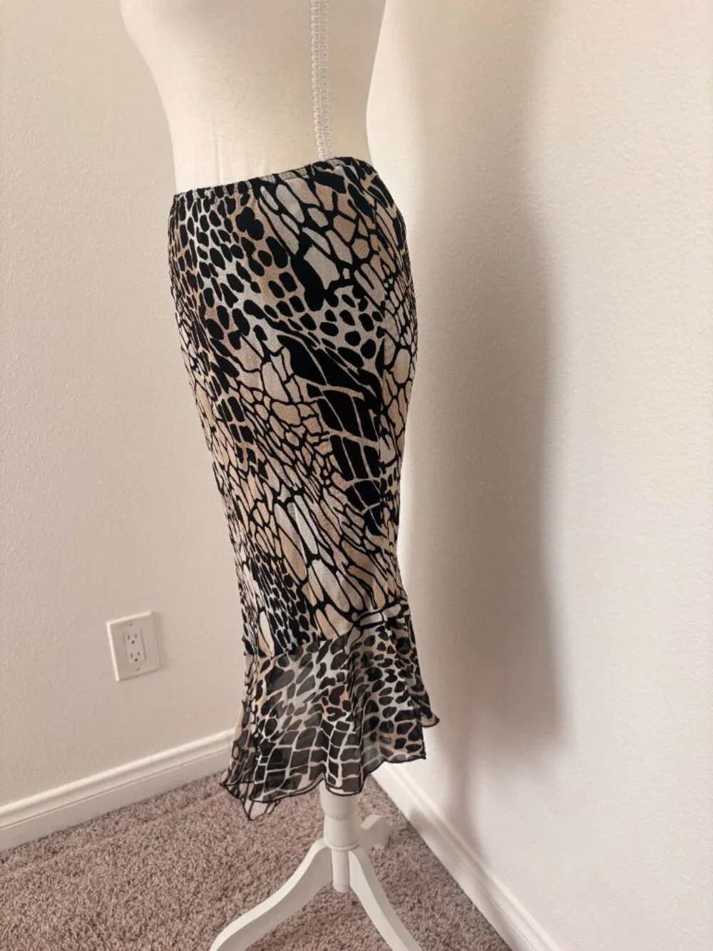 L’Amade Animal Print Asymmetrical Layered Hem Skirt | Medium